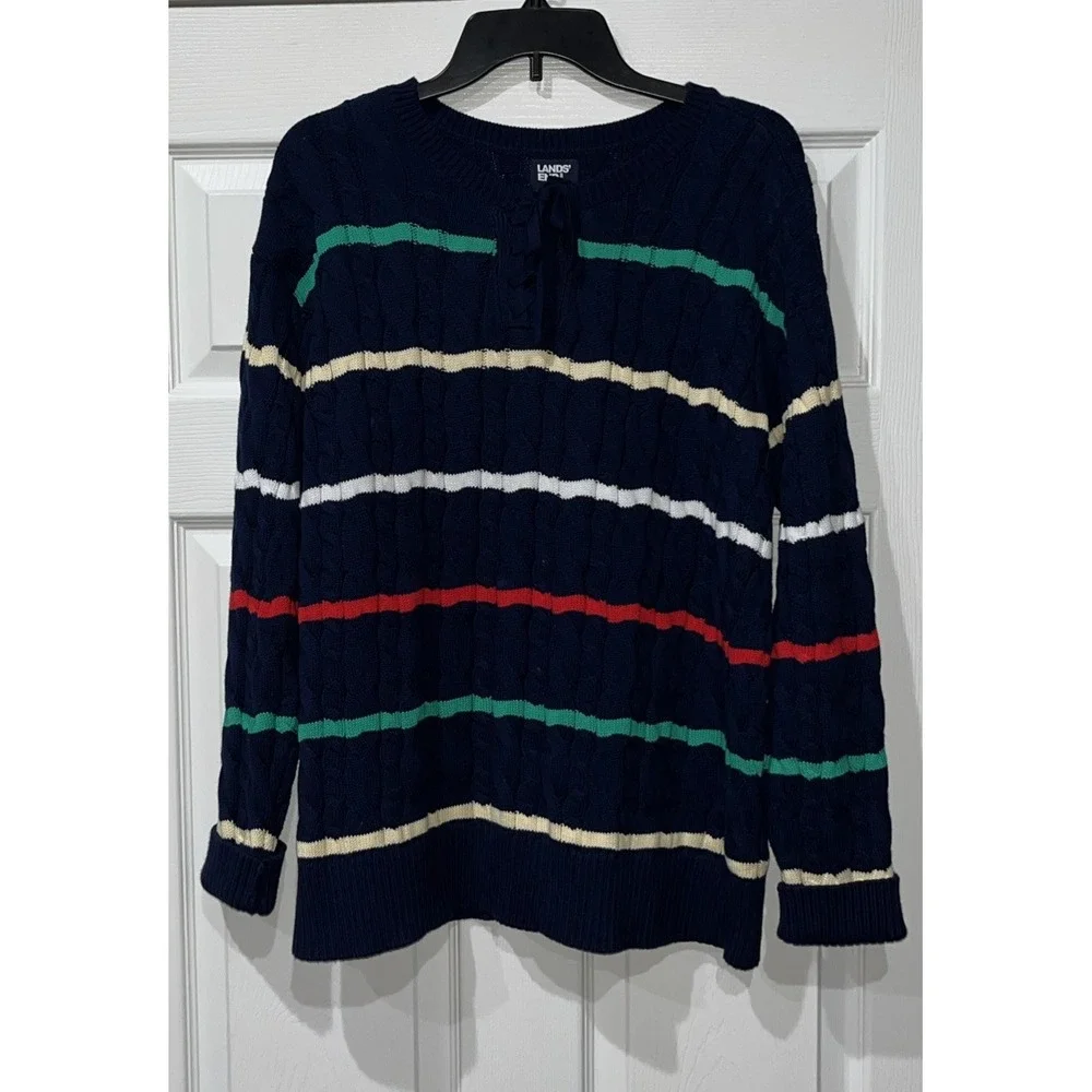 Lands' End Cable Knit Sweater Size Large 14-16‎